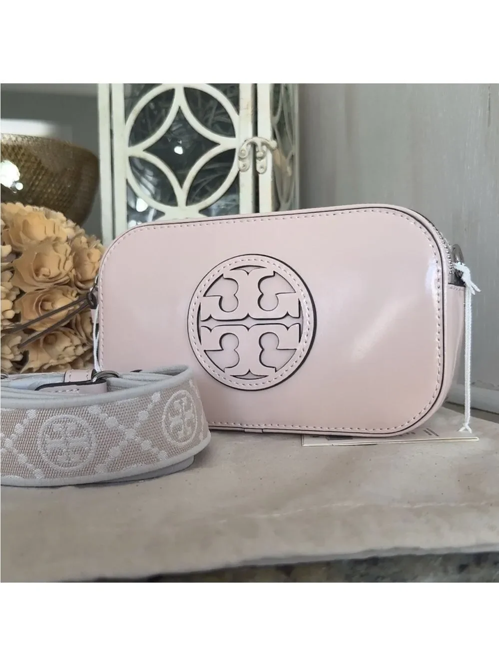 New Tory Burch MILLER SPAZZOLATO MINI CROSSBODY BAG Sift Pink